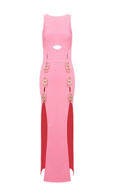 TRÄGERLOSES MAXIKLEID MIT CUT-OUTS IN PINK